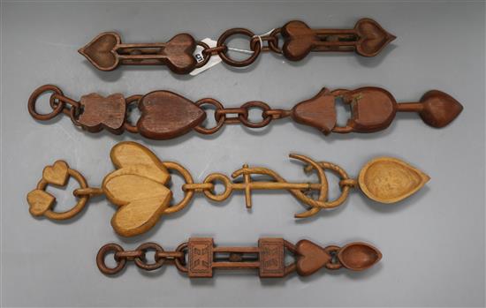 Four Welsh loving spoons